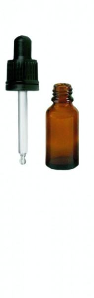 Kosmetik-Flasche mit Pipette, Glas, braun, 20 ml
