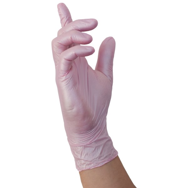 Handschuhe Nitril Glamour Wave perlmutt rosa, Größe M