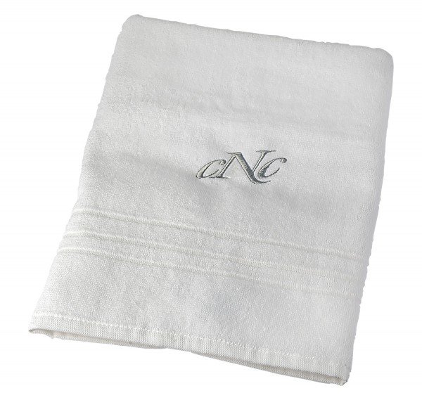 Handtuch mit CNC Bestickung, 50 x 90 cm, weiß